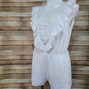 Express white romper with ruffles